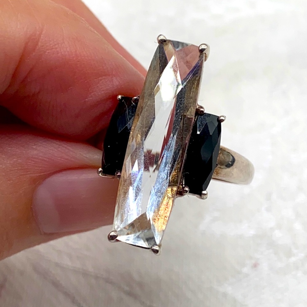 Deb GUYOT Herkimer Diamond & Black Accent Silver Ring